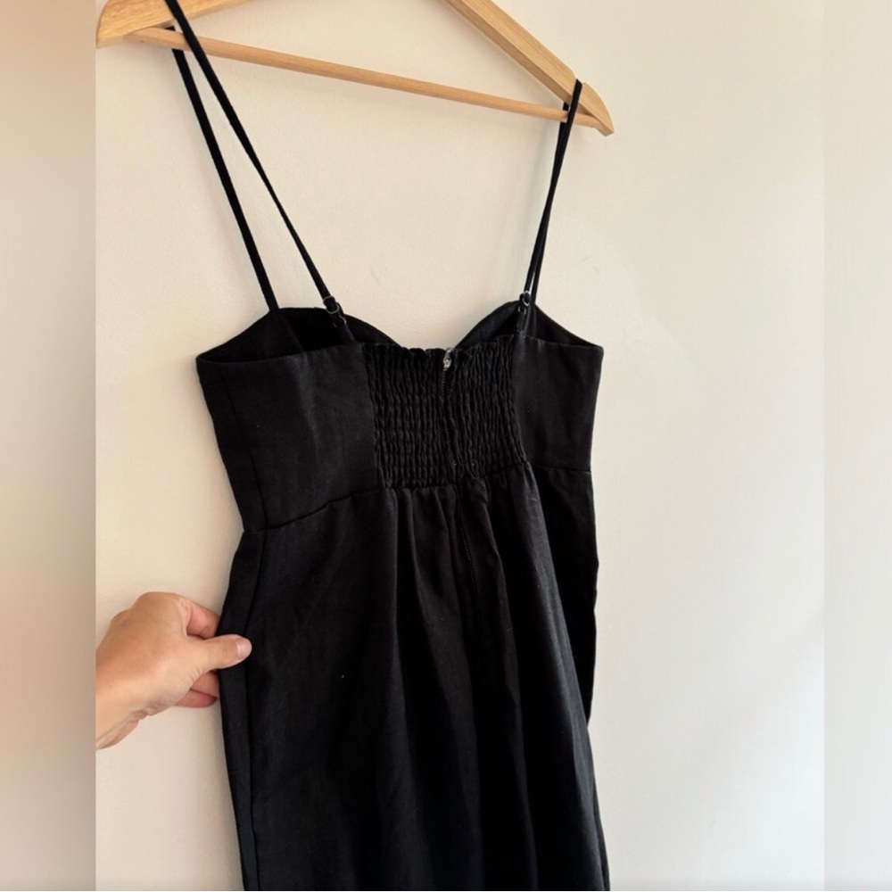 Reformation Odette Linen Black Dress 2 - Picture 5 of 5